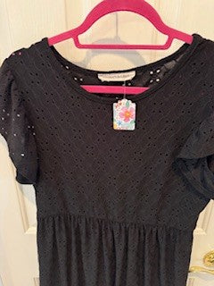 Black eyelet poly babydoll dress