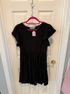 Black eyelet poly babydoll dress
