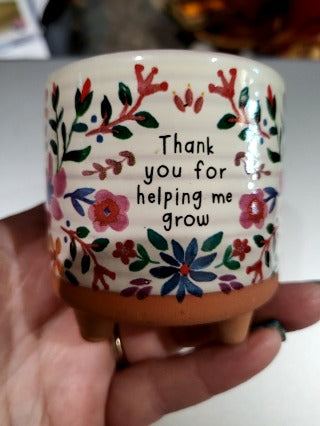 Natural Life cute Terra cota planter "thank you for helping me grow"