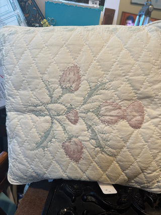 Vtg. Quilted Pillow w/Thistle Design 12"x12" RCD