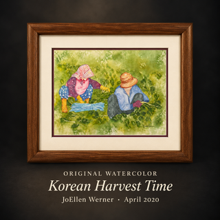 Original Watercolor Painting | "Korean Harvest Time" by JoEllen Werner | Framed Signed Artwork