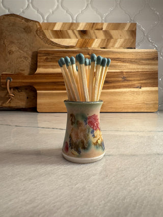 Folsom Clouds Pitcher and toothpick holder brown with abstract flowers|107091