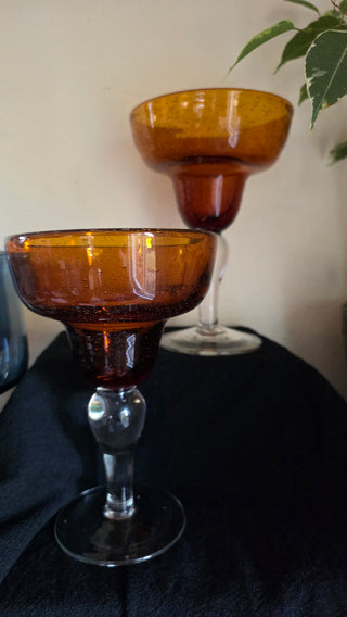 NEW - Amber Margarita Glasses - Set of 2