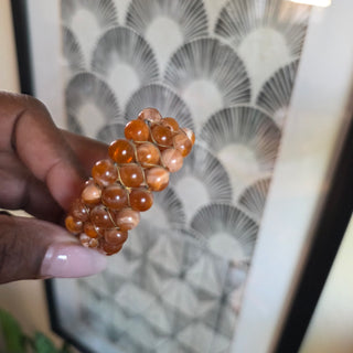 NEW - Beaded Orange Stone Napkin Rings - Set of 5