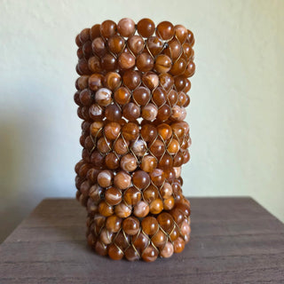NEW - Beaded Orange Stone Napkin Rings - Set of 5