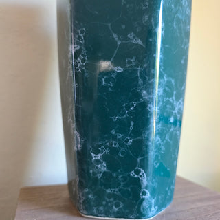 NEW - Vtg Hunter Green Crizzle/Marbled Vase
