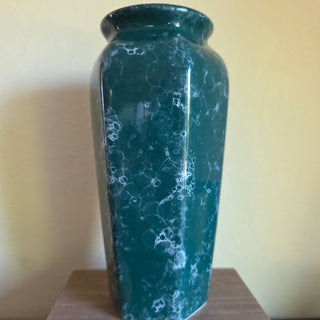 NEW - Vtg Hunter Green Crizzle/Marbled Vase