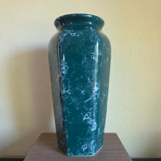 NEW - Vtg Hunter Green Crizzle/Marbled Vase
