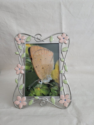 6-1/4x8-1/2" Metal w/Enameled Flower Frame - Moth RCD