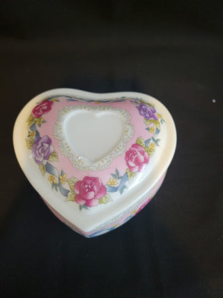 Porcelain Heart Shaped Trinket Music Box RCD