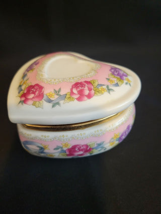 Porcelain Heart Shaped Trinket Music Box RCD