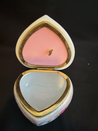 Porcelain Heart Shaped Trinket Music Box RCD