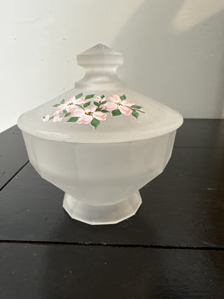 AJ - Satin Glass Pink Flower Dish MTS|79419