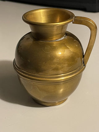 4" Vtg French Villedieu Brass Jug/ Vase--SP MTS