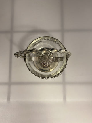 Silver plated and glass bowl basket rcd|75337