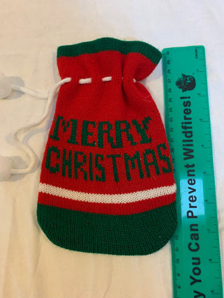 Vntg knit Christmas gift sack 8”|132247