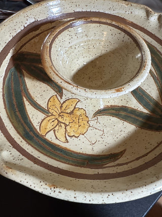 Handmade Pottery Daffodil Chip & Dip Bowl MTS|119802