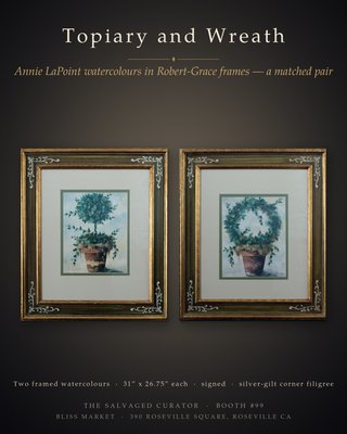 Annie LaPoint Framed Topiary & Wreath Prints - Tuscan Botanical Set of 2 (31" x 26.75")