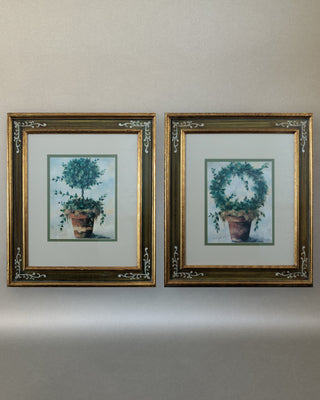 Annie LaPoint Framed Topiary & Wreath Prints - Tuscan Botanical Set of 2 (31" x 26.75")