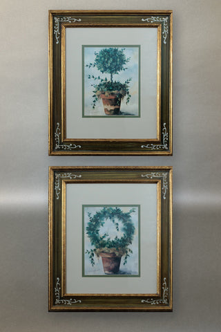 Annie LaPoint Framed Topiary & Wreath Prints - Tuscan Botanical Set of 2 (31" x 26.75")