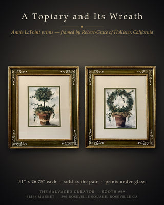 Annie LaPoint Framed Topiary & Wreath Prints - Tuscan Botanical Set of 2 (31" x 26.75")