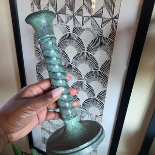 Patina Metal Twisted Taper Candleholder