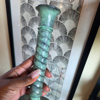 Patina Metal Twisted Taper Candleholder