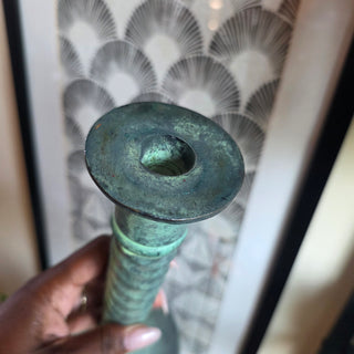 Patina Metal Twisted Taper Candleholder