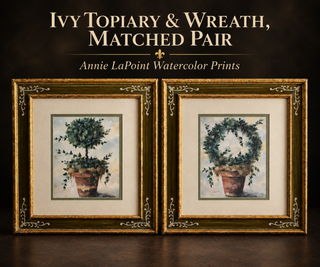 Annie LaPoint Framed Topiary & Wreath Prints - Tuscan Botanical Set of 2 (31" x 26.75")