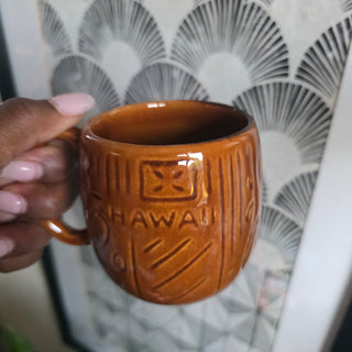 Vtg 70s Hawaiian Coconut Tiki Mug