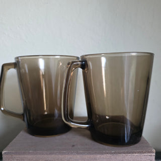 Vtg Pyrex 1400 - Smoke Brown Mugs - Set of 2