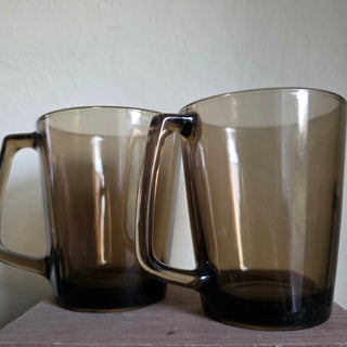 Vtg Pyrex 1400 - Smoke Brown Mugs - Set of 2