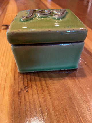 Ceramic Green Lidded Box "JOY" ~MTS|114649