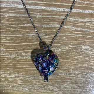 rainbow stainless steel heart 17" chain RSV