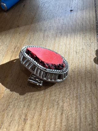 Red Coral Stone Ring MTS|119655