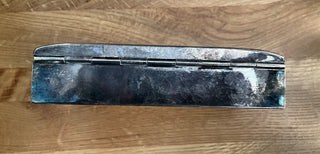 VINTAGE SILVER BOX WITH BLUE VELVET LINING AND LOVELY PATINA PERFECT TO HOUSE YOUR SMALL TREASURES 6.5" X 4" (KJS) RCD|118913
