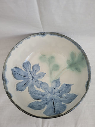 9" Drip Glaze Bowl, Rice Leaf Pattern, Signed RCD|96318