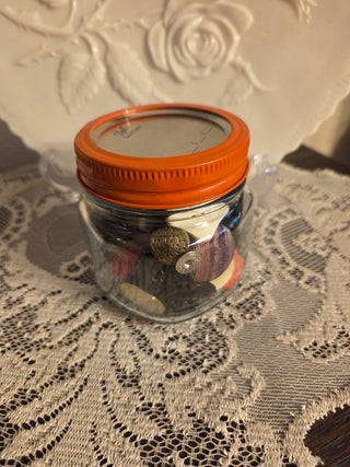Canning Jar Filled with Large Vintage Buttons, RCD