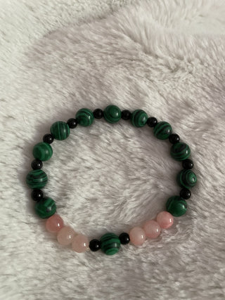 Natural stone bracelet green/pink RSV|63959