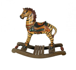 Vtg Wooden Rocking Zebra Horse 13” X 12” Hand Carved Painted Carousel Circus Toy #62 VV MTS|81314