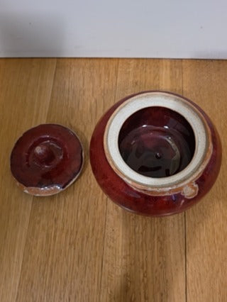 RF Heavy Red Drip Glaze Pottery Lidded Jar
