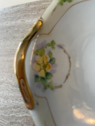 Antique Hand Painted Relish/Trinket Dish w/ Gold Accents