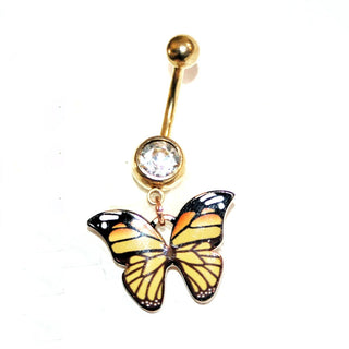 Golden monarch butterfly Belly Ring|53719