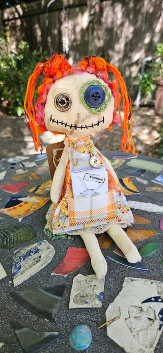 Journal Junction Jenny No. 004-Hazel Handmade Art Dolll w/Mini Journal OOAK Cloth Doll