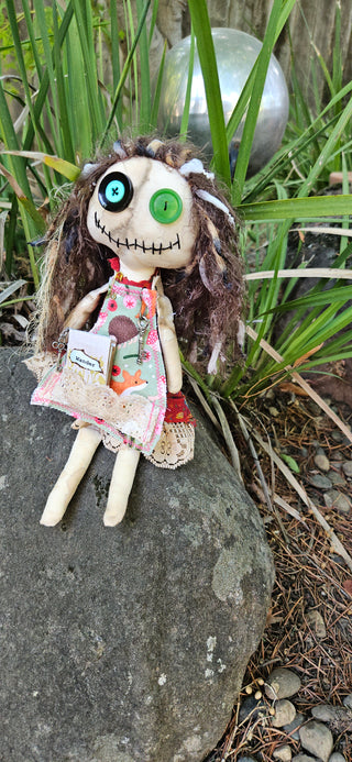 Journal Junction Jenny No. 006-Rowan Handmade Art Dolll w/Mini Journal OOAK Cloth Doll