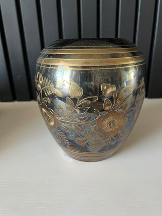 Vintage etched brass vase RSV|101230