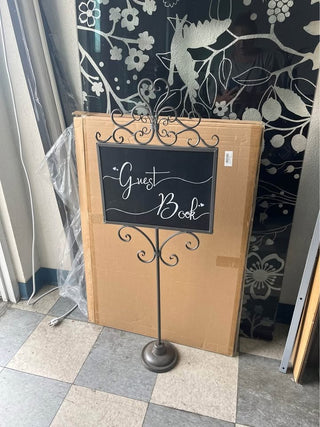 Tall Standing Metal Chalkboard "Guest Book" Sign RCD|72347