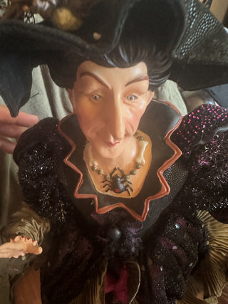 Purple & Black Halloween Witch holding broom #63 VV MTS|107790