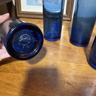 Hand Blown Blue Glass Tall Tumbler MTS|120451