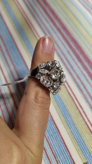 Vintage cocktail ring Rhinestones pave Sz5|68311